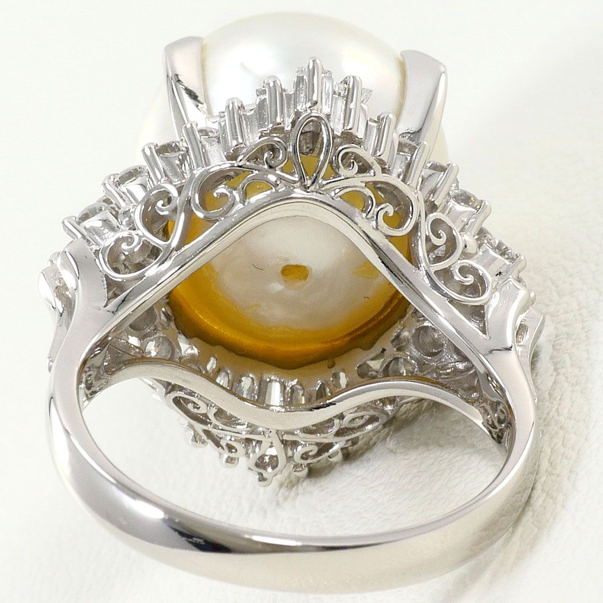 PT900/プラチナ リング・指輪 11号 南洋真珠 ダイヤモンド 0.85ct