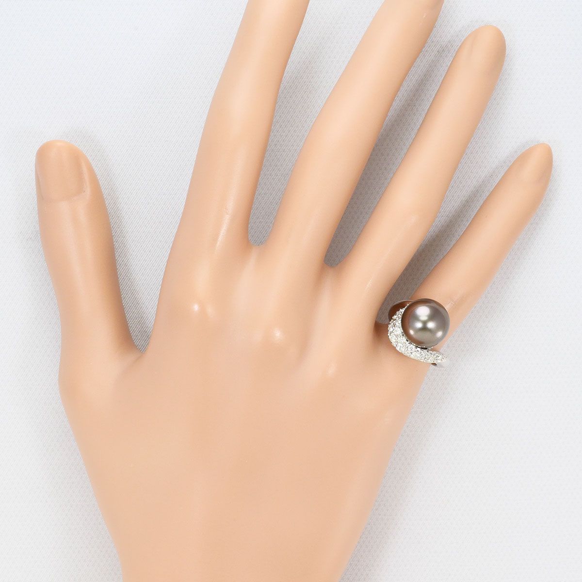 PT900/プラチナ リング・指輪 5号 黒蝶真珠 11ct ダイヤモンド 0.30ct