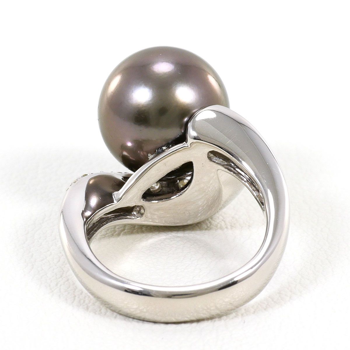PT900/プラチナ リング・指輪 5号 黒蝶真珠 11ct ダイヤモンド 0.30ct