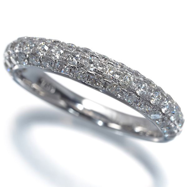 ダイヤ ダイヤモンド 1.00ct パヴェ ハーフエタニティ リング K18WG #196135