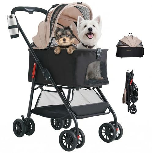 ★新品★【大66cmゆりかご ? 中型犬専用】MILA&LOUIS ペットカート 多頭の小型犬&猫 中型犬一匹用: 犬 ベビーカー 人気 分離型 取り外し可能 犬 バギー 全体型 ワンタッチ 折りたたみ可能 犬用カート コンパクト 軽量 66 d7307268