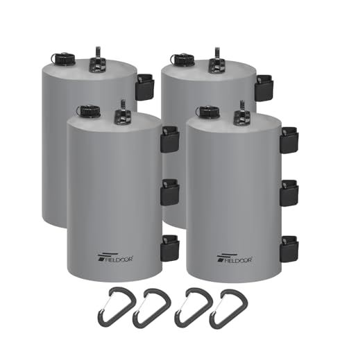 FIELDOOR 注水式 ソフトウエイト ウォーターウエイト 10L テント タープ用 【4個セット】 ペグが使用できない時に大活躍 キャンプ BBQ アウトドア 風対策 おもり 錘 固定ベルト3本 カラビナ付属 持ち手付き★m 1ba27d30