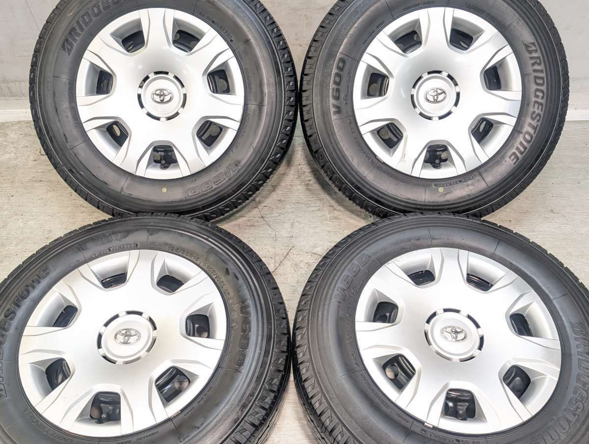 195/80R15 107/105L LT ブリヂストン V600 トヨタ純正 HS 15x6.0 139.7-6穴 中古タイヤ サマータイヤ ホイールセット 4本セット s15260526046