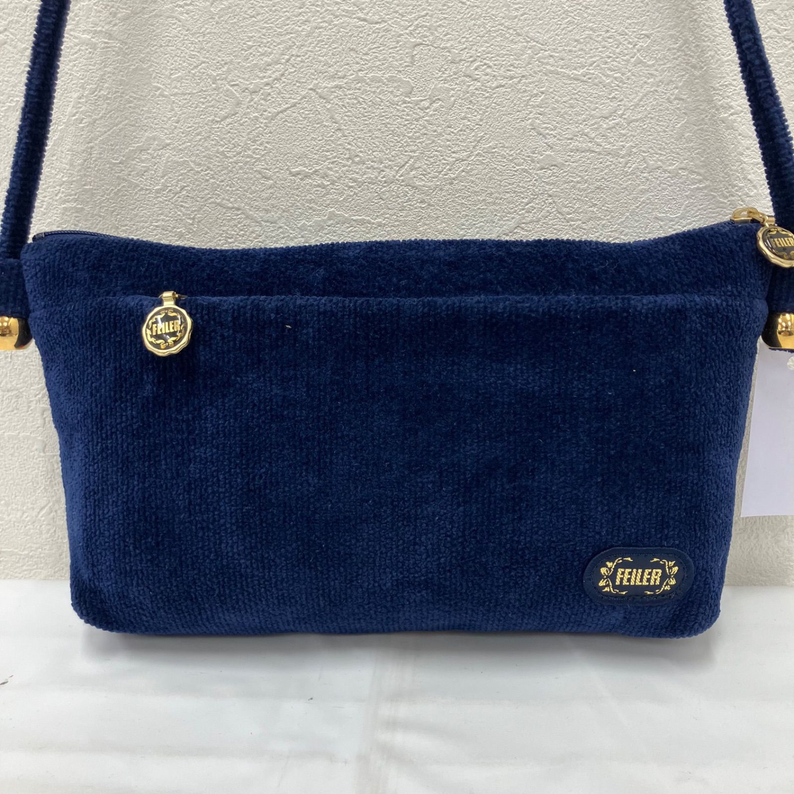 4669 【美品】 FEILER フェイラー カリーナ ショルダーバッグ ネイビー 