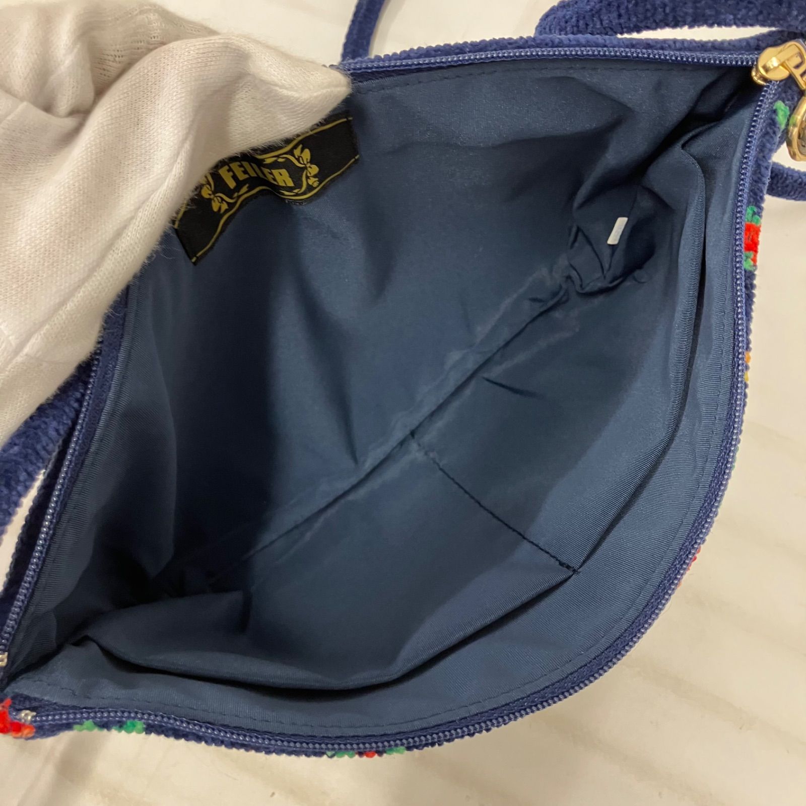 4669 【美品】 FEILER フェイラー カリーナ ショルダーバッグ ネイビー 