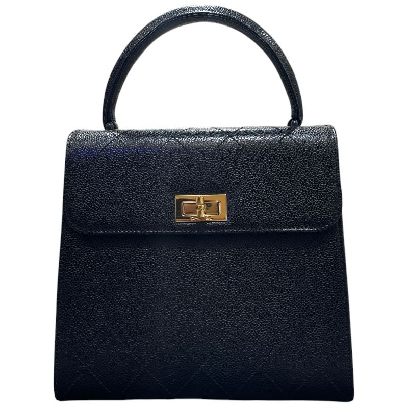 シャネル CHANEL 2.55 ハンドバッグ ブラック・ゴールド金具 キャビア レディース ハンドバッグ