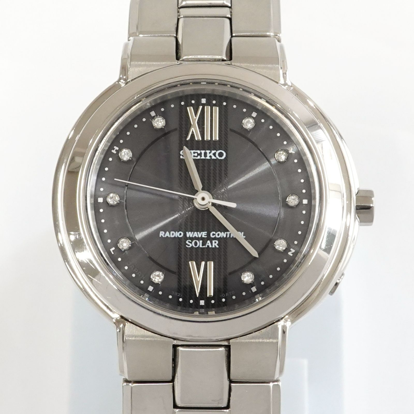 SEIKO セイコー エクセリーヌ 3B21-0AJ0 レディース ソーラー電波 チタン ダイヤ