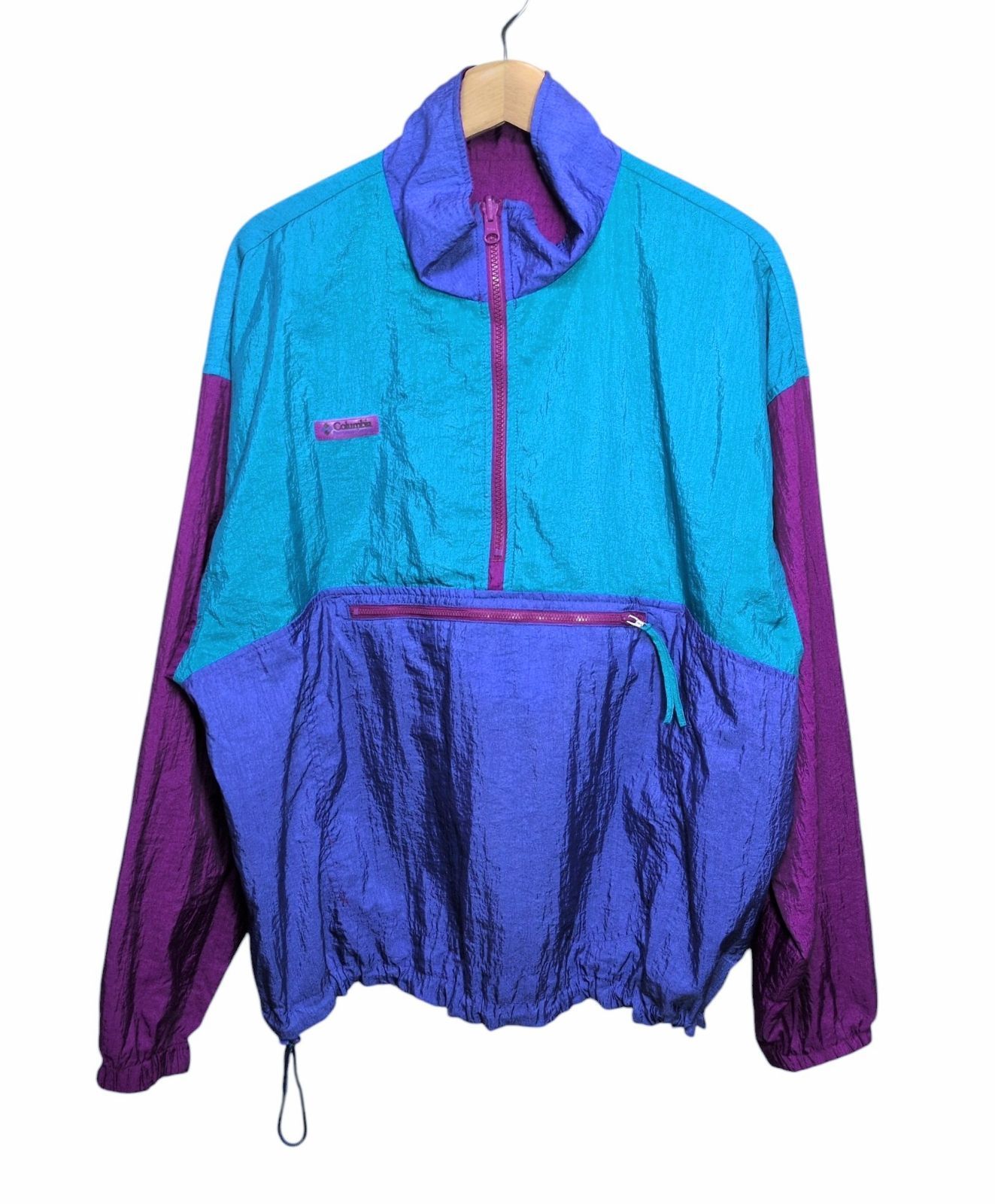 90s マレーシア製 Columbia コロンビア リバーシブル ナイロンアノラック プルオーバージャケット