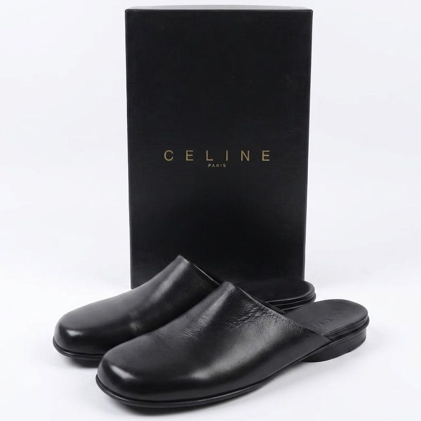 CELINE セリーヌ レザー フラットミュール ブラック 箱付き