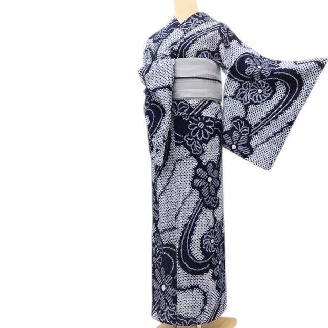 百華❀Y5165◇美品 夏着物 有松鳴海絞り 綿 手縫い仕立て 浴衣 - メルカリ
