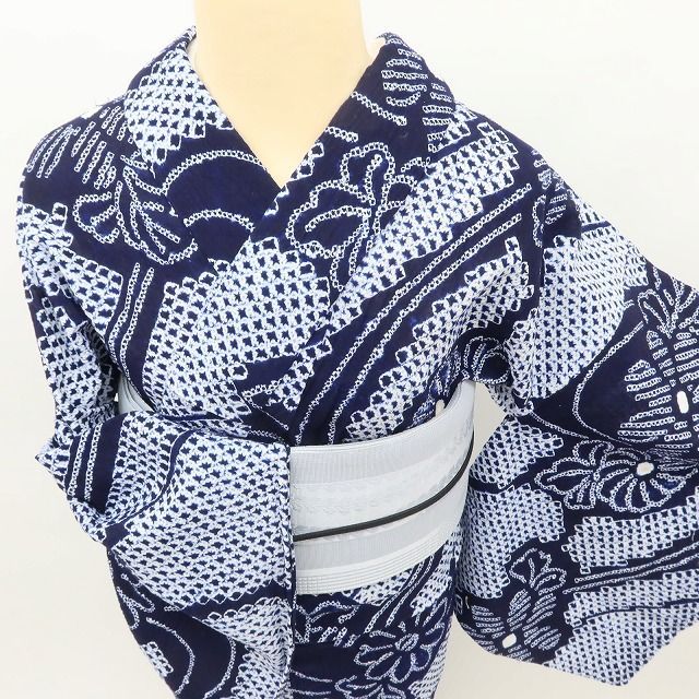百華❀Y5165◇美品 夏着物 有松鳴海絞り 綿 手縫い仕立て 浴衣 - メルカリ