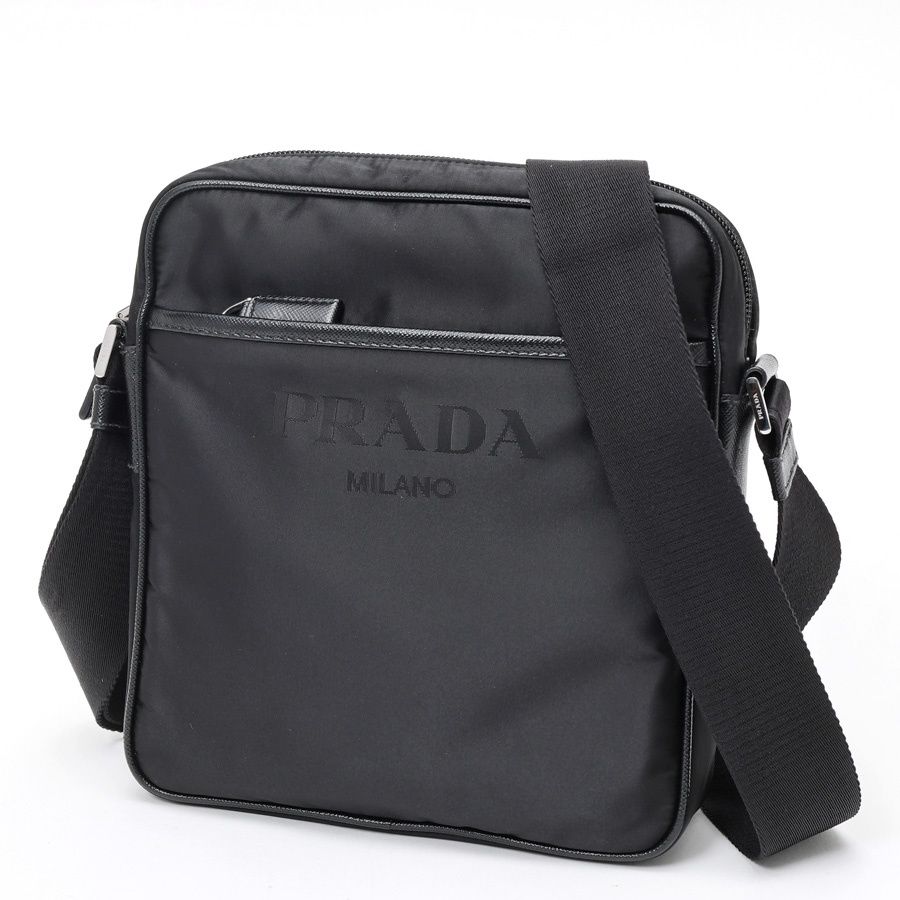 プラダ / PRADA Re-Nylon × サフィアーノレザー ショルダーバッグ