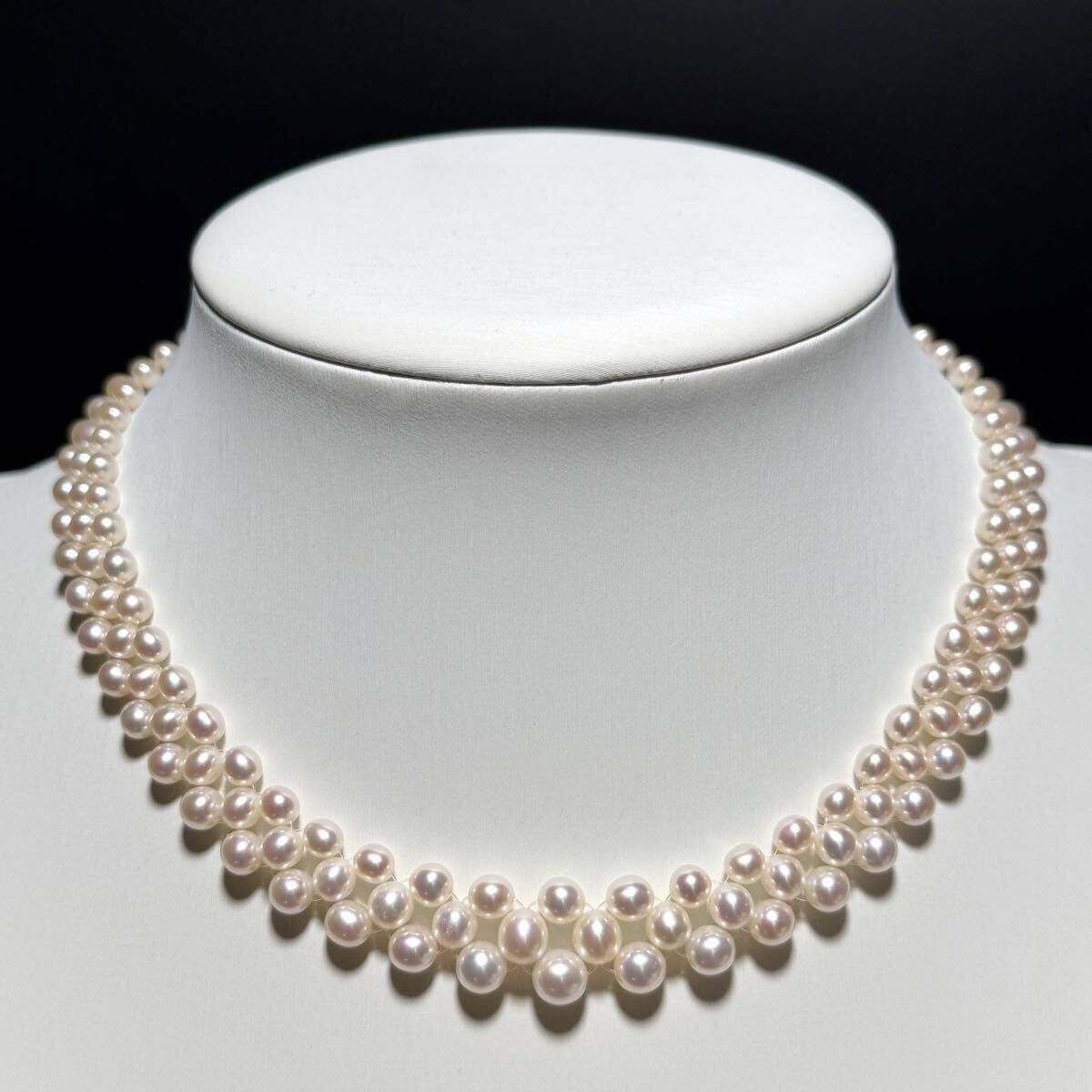 照り◎【K18】TASAKI/タサキ 田崎 リアルパール 3連 真珠ネックレス 3.19〜6.39㎜ 41㎝ 25.8g 本真珠 pearl jewelry necklace SS298