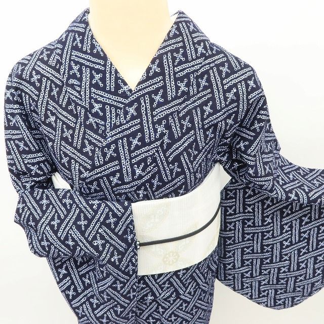 百華❀Y5166◇美品 夏着物 有松鳴海絞り 綿 手縫い仕立て 浴衣 - メルカリ