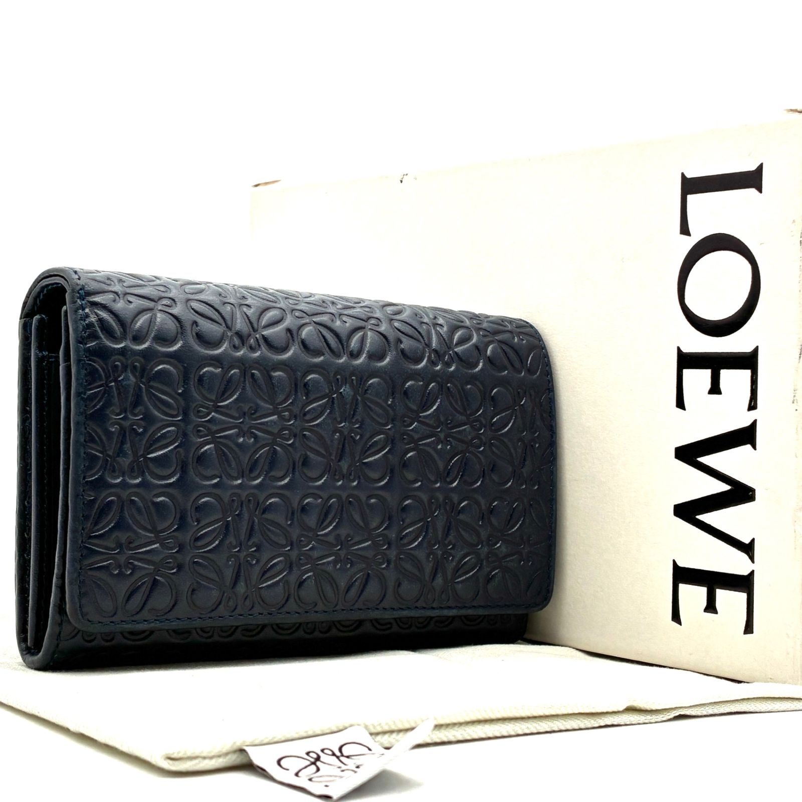 美品 ロエベ LOEWE リピート アナグラム 二つ折り財布 長財布 ロング
