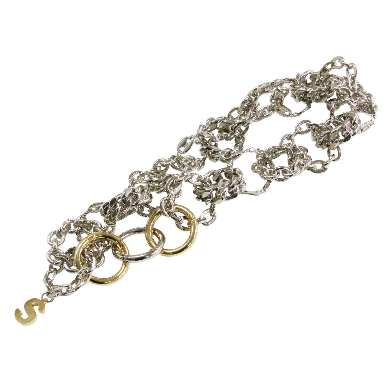 Sacai サカイ ネックレス 23春夏 チェーンドチェーン ネックレス Chained Chain Necklace メタルロゴ シルバー ゴールド ブランド アクセサリー ジュエリー【レディース】【中古】
