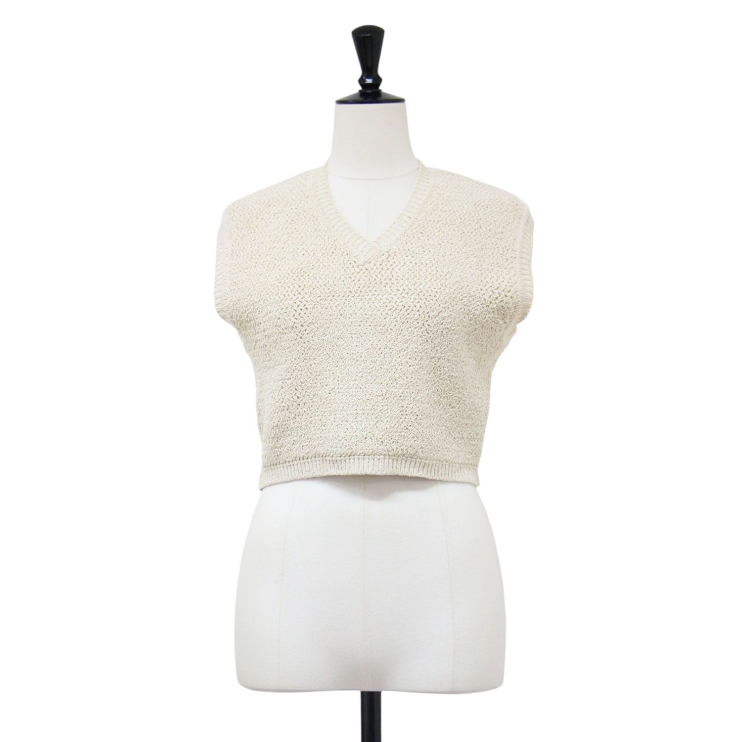 PAN パン ベスト オフホワイト 白 サイズ:FREE 26春夏 シルク ニット ベスト SILK PEARL KNIT プルーオーバー ショート丈 Vネック コンパクト トップス セーター【レディース】【中古】