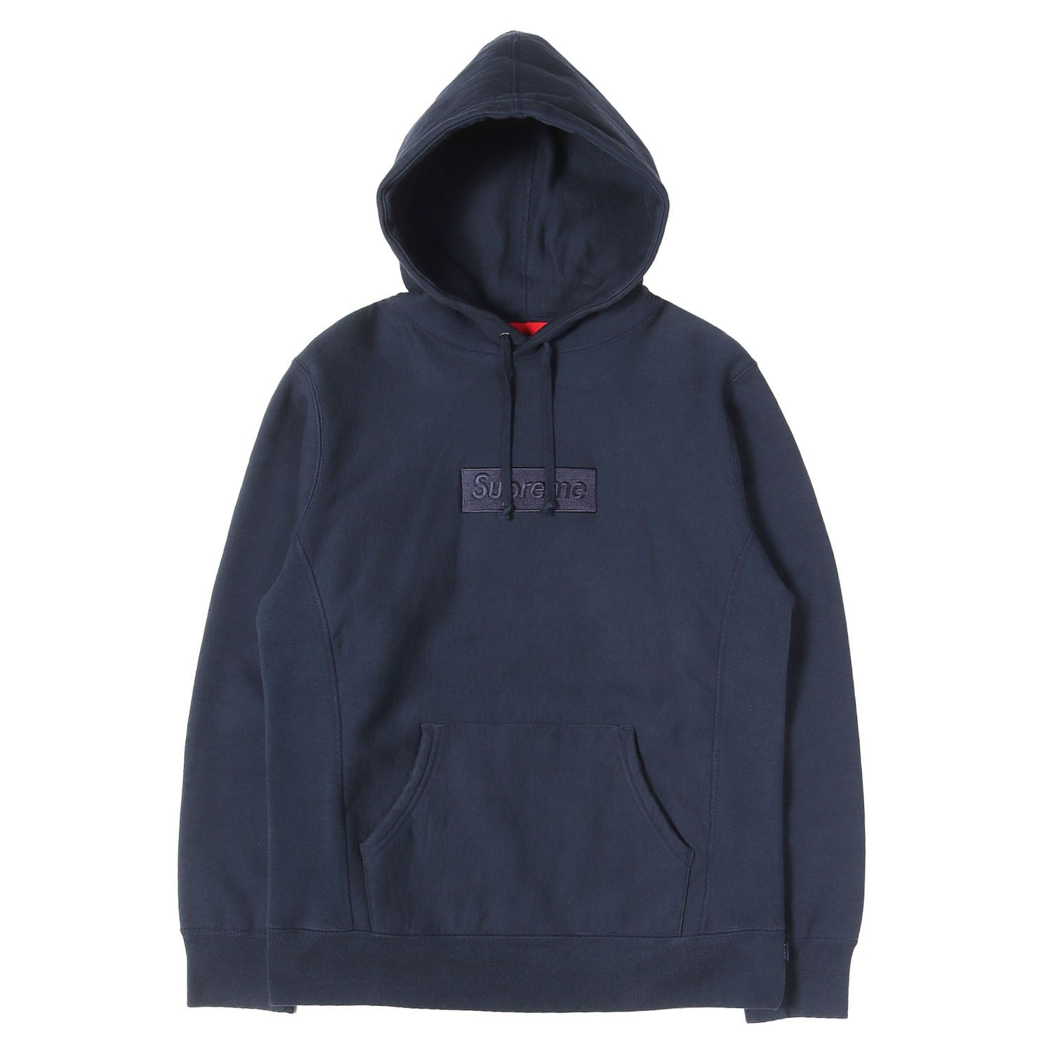 Supreme シュプリーム パーカー ネイビー 紺 サイズ:M トーナルボックスロゴ スウェットパーカー tonal Box Logo Pullover トップス フーディー プルオーバー【メンズ】【中古】