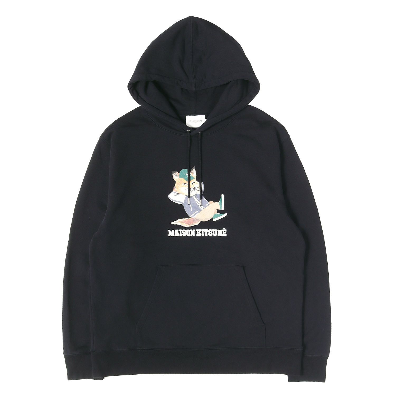 【美品】MAISON KITSUNE メゾン キツネ パーカー ブラック 黒 サイズ:XL  近年モデル グラフィック リラックスド スウェットパーカー Dressed Fox Relaxed Hoodie トップス フーディー プルオーバー【メンズ】【中古】 美品】MAISON KITSUNE メゾン キツネ パーカー ブラック サイズ:XL