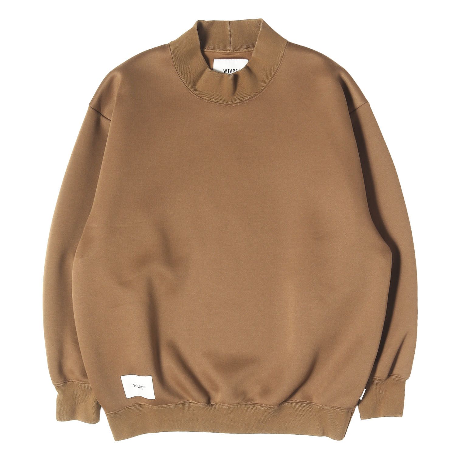 WTAPS ダブルタップス スウェット ブラウン サイズ:L 23AW ロゴ刺繍 モックネック スウェットシャツ MOCK NECK SWEATER POLY. FORTLESS トップス トレーナー プルオーバー 日本製【メンズ】【中古】
