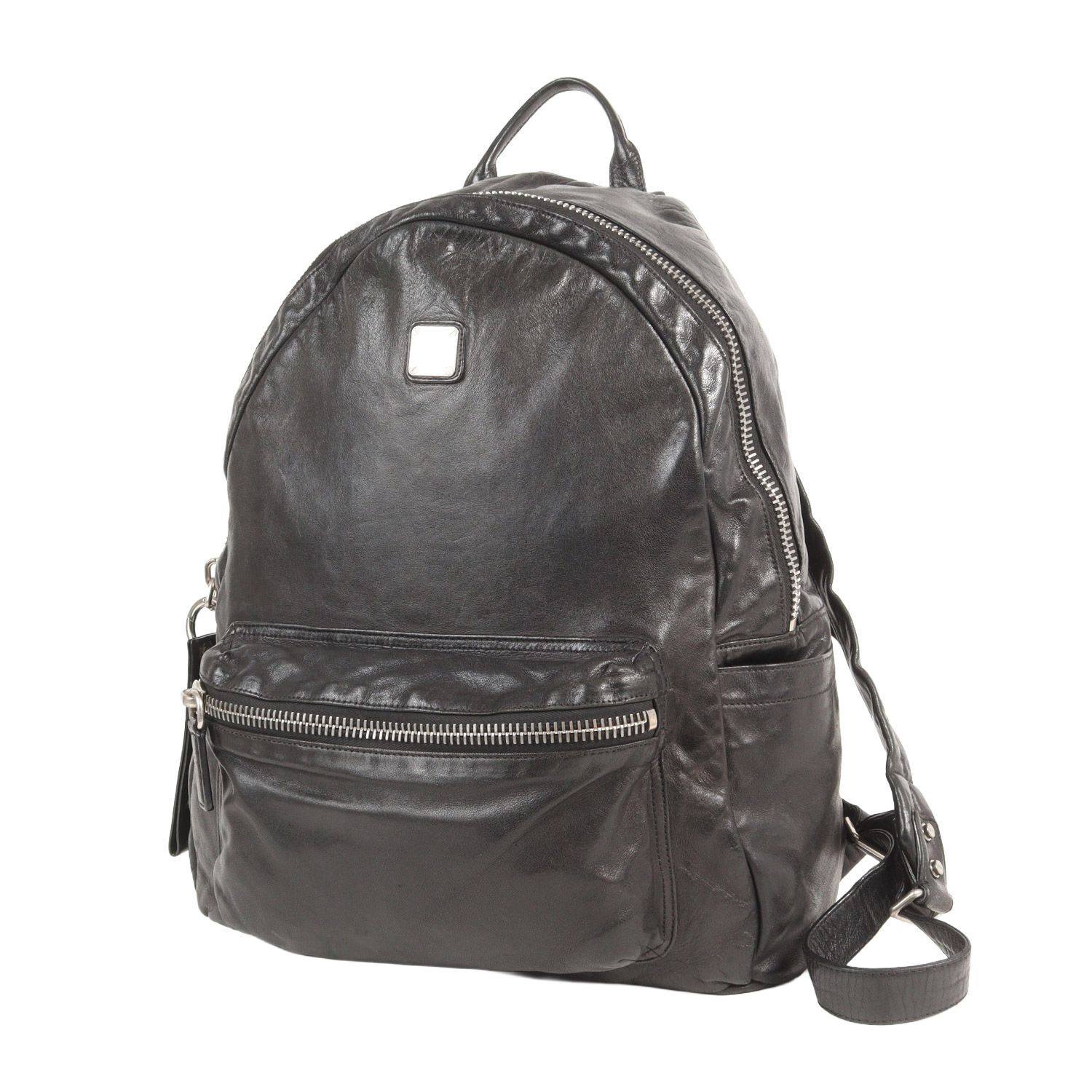 MCM エムシーエム バッグ ブラック 黒 ヘビーウェイト レザー リュック ブランド カバン 【メンズ】【中古】
