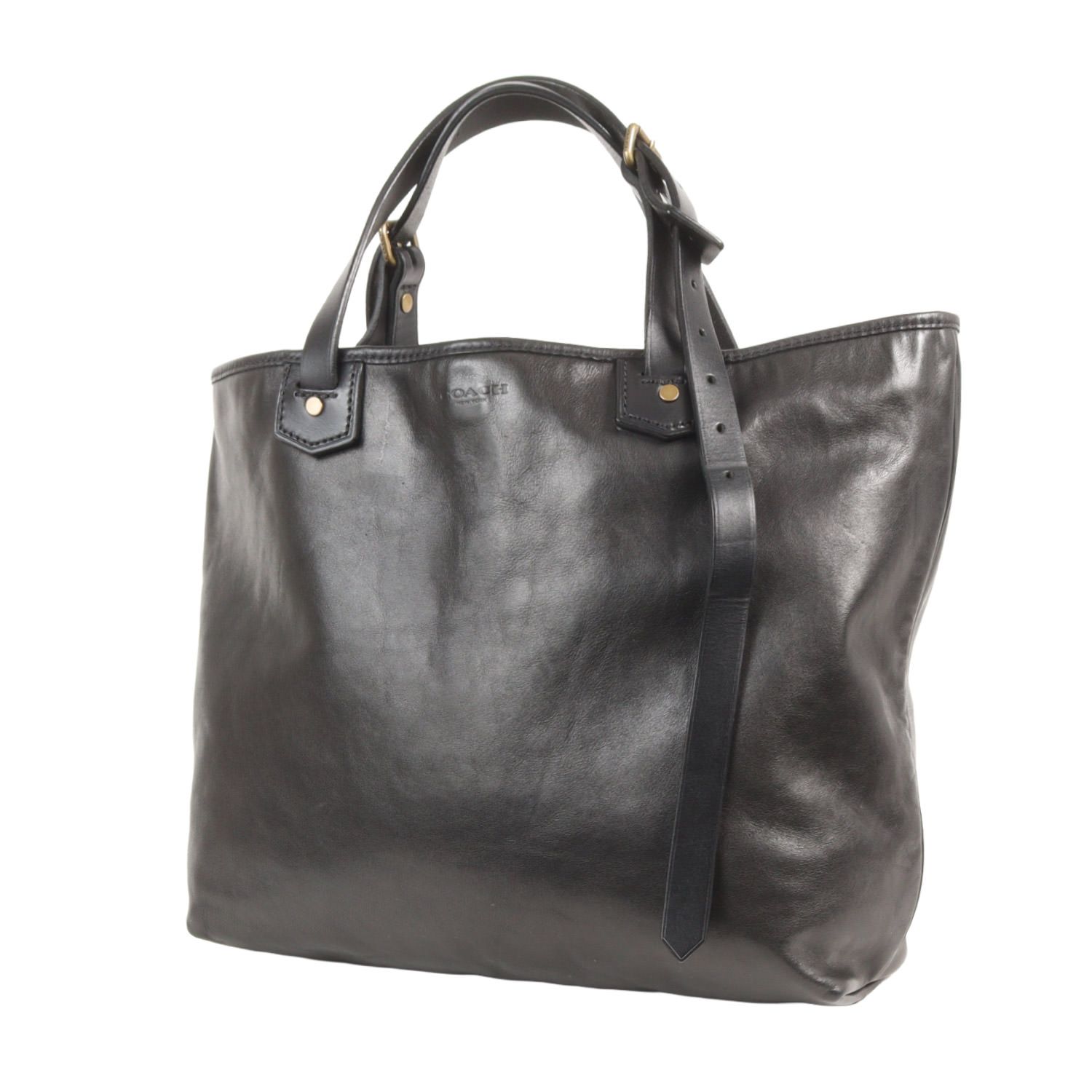 COACH コーチ バッグ ブラック 黒 カーフレザー ショルダー トートバッグ Bleeker Leather Small Hold All ブランド カバン 【メンズ】【中古】