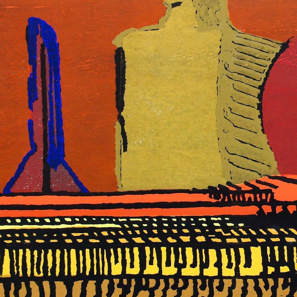 真作】【WISH】城所祥「机上静物 STILL LIFE」木版画 直筆サイン 〇