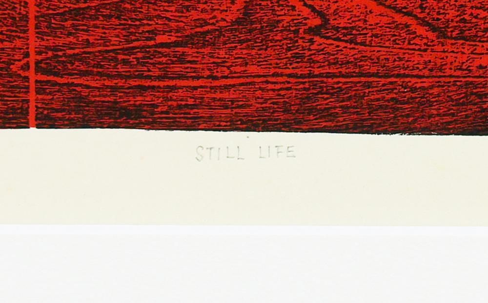 真作】【WISH】城所祥「机上静物 STILL LIFE」木版画 直筆サイン 〇