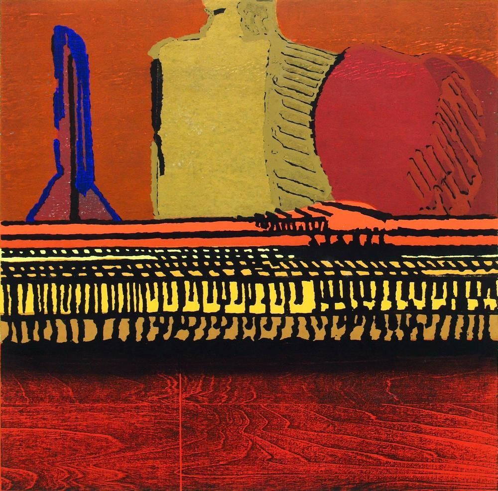 真作】【WISH】城所祥「机上静物 STILL LIFE」木版画 直筆サイン 〇