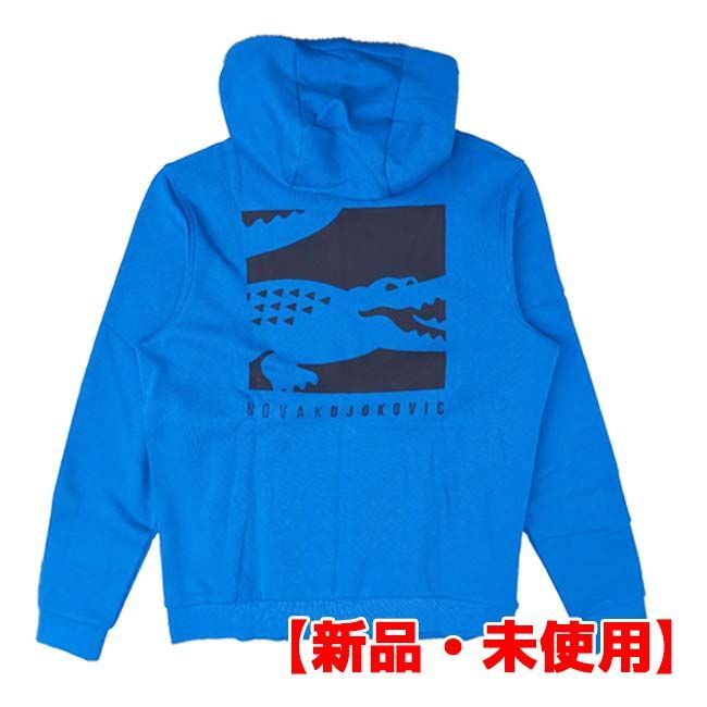 USサイズ-M【新品・未使用】[ノバク・ジョコビッチ]ラコステ(Lacoste) 2019 FW メンズ バックプリントジップパーカー フート付きスウェット SH8613-RDT ブルー【K20260625_9】