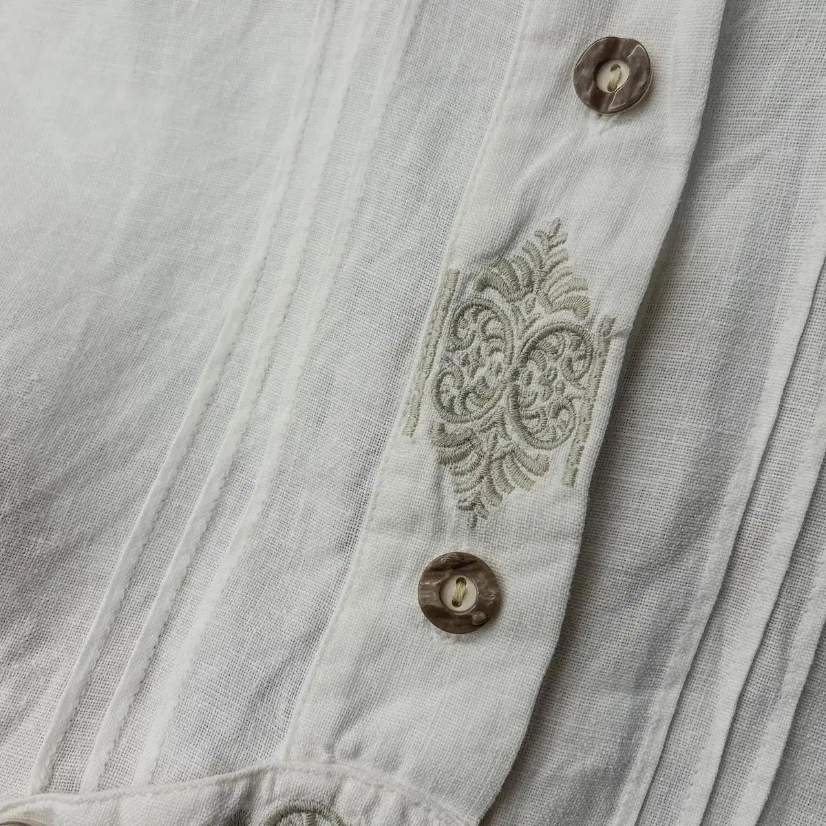 80s ランドハウス ペイズリー 刺繍 탭 トラハテン ババリアンシャツ N1766 キューバ