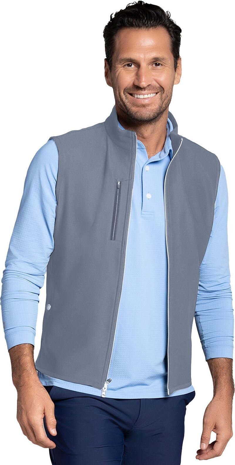 アイビークール メンズ トップス シャツ ベスト IBKUL Mens Golf Vest Silver シルバー
