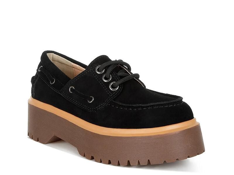 ラグアンドコー レディース シューズ オックスフォード プラットフォーム Rag CoCuckatoos Platform Oxford Black Suede ブラック
