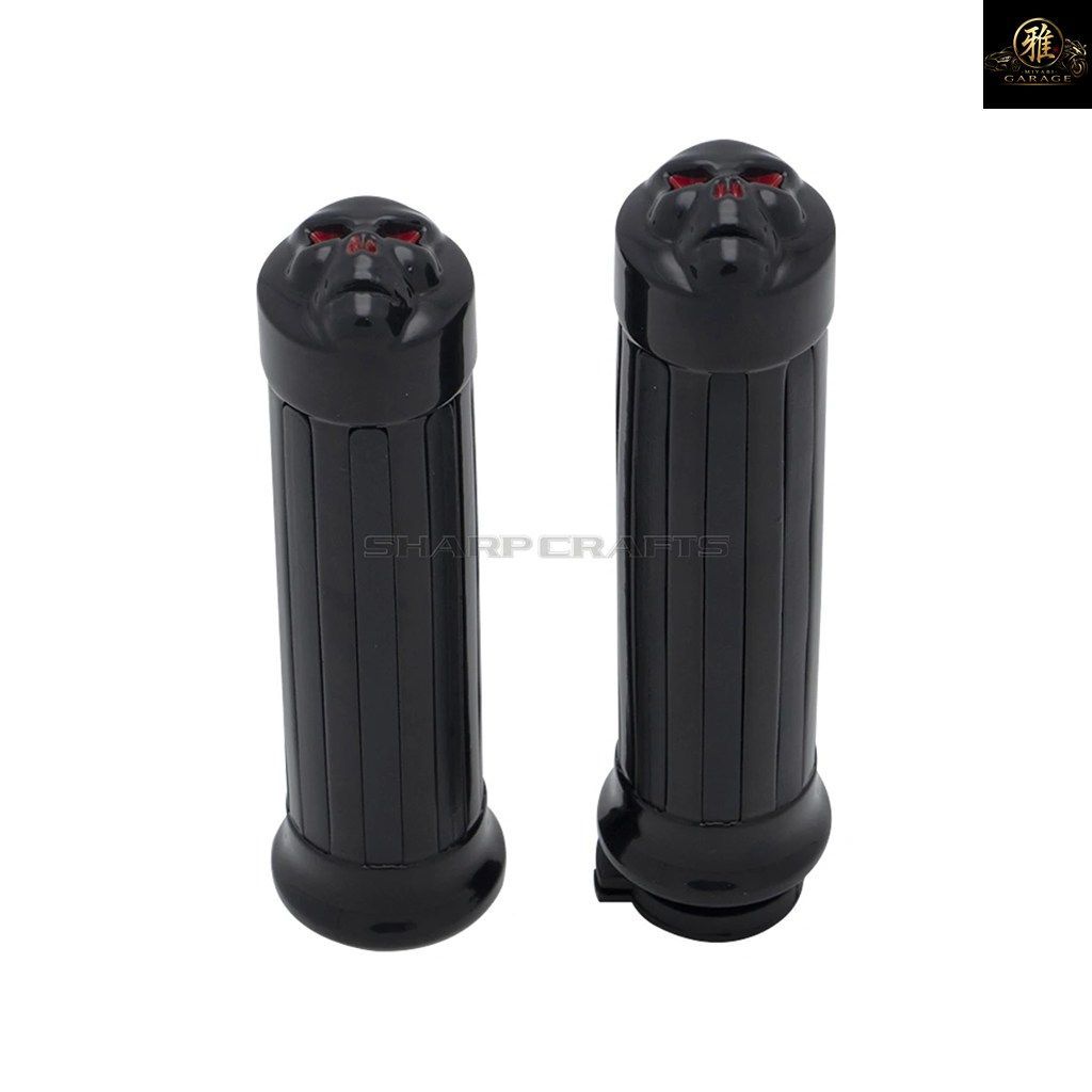 オートバイ 1 25mm スカル ラバー スリップ ハンドルバー ハンドグリップ ハーレー ホンダ カワサキ ヤマハ バイク クルーザー チョッパー