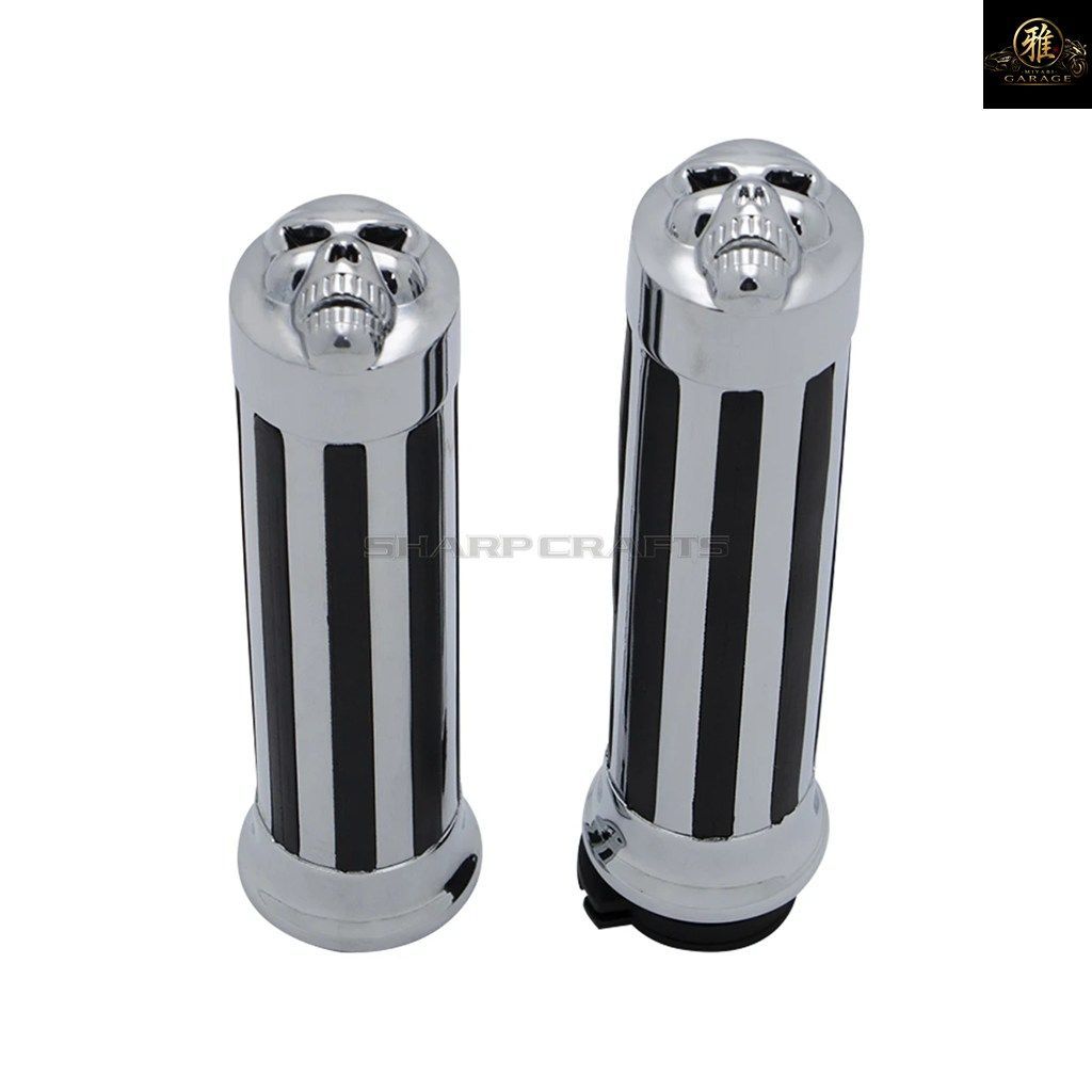 オートバイ 1 25mm スカル ラバー スリップ ハンドルバー ハンドグリップ ハーレー ホンダ カワサキ ヤマハ バイク クルーザー チョッパー