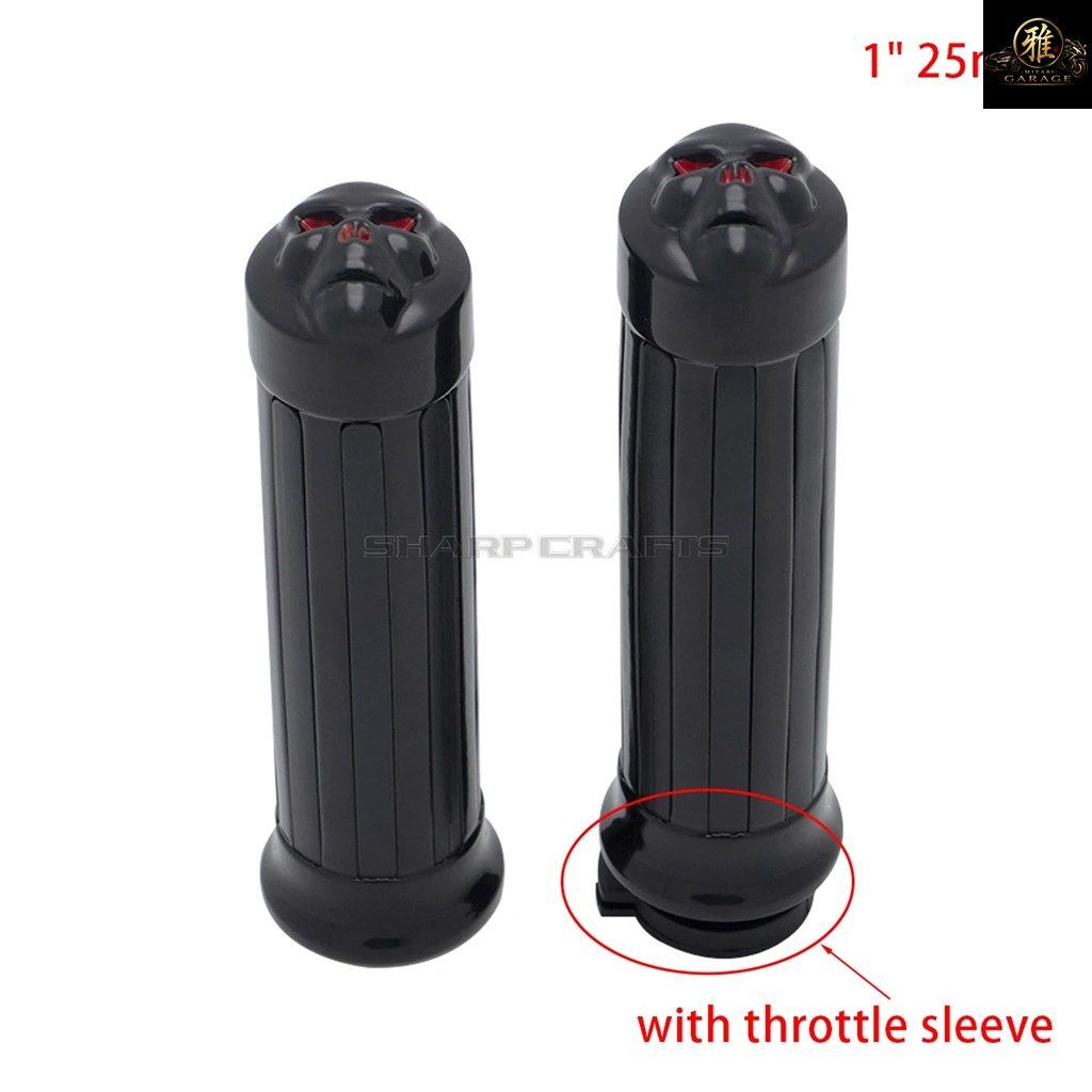 オートバイ 1 25mm スカル ラバー スリップ ハンドルバー ハンドグリップ ハーレー ホンダ カワサキ ヤマハ バイク クルーザー チョッパー