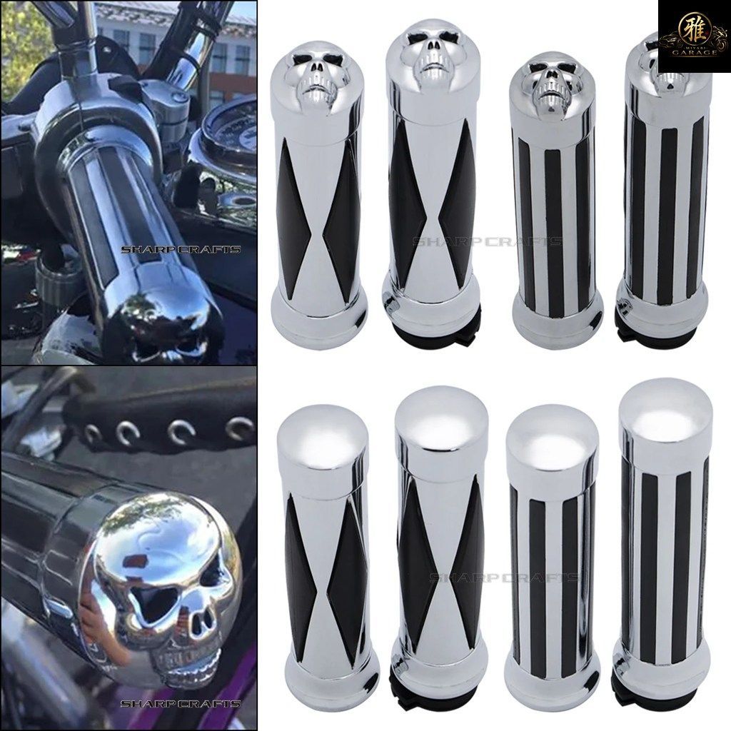 オートバイ 1 25mm スカル ラバー スリップ ハンドルバー ハンドグリップ ハーレー ホンダ カワサキ ヤマハ バイク クルーザー チョッパー
