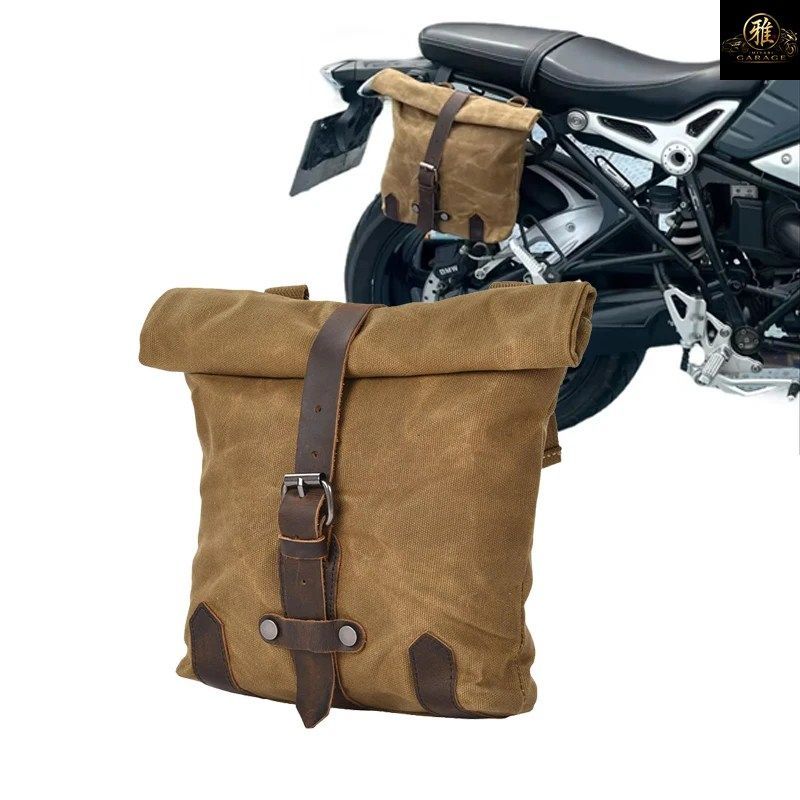 防水バイク用バックパック ヴィンテージサドルバッグ キャンバス製バイク用サイドバッグ 大容量レトロバイク用サドルバッグ