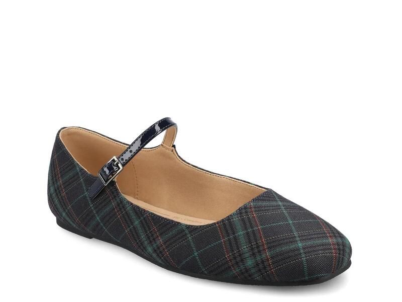 ジャーニー レディース シューズ パンプス JourneeCarrie Mary Jane Flat Navy Plaid ネイビー