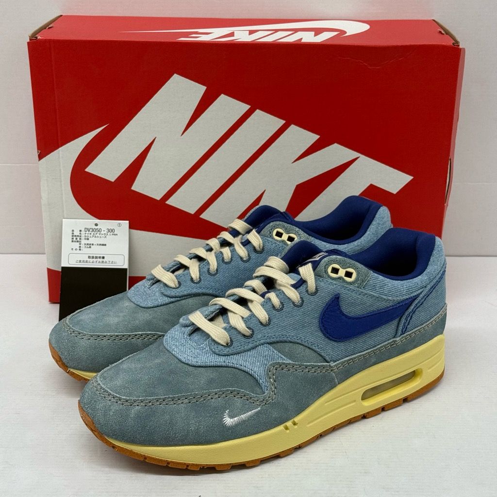 美品 NIKE AIR MAX 1 PRM Dirty Denim 27.0cm DV3050-300 ナイキ エアマックス1 プレミアム ダーティーデニム スニーカー 【X0764-001】□268