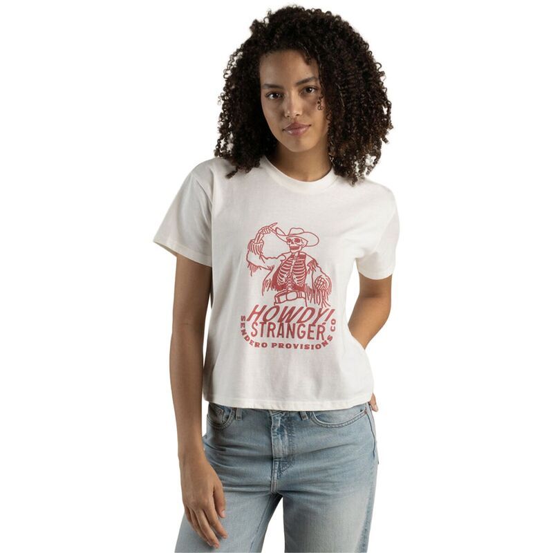 センデロプロビジョンズ レディース トップス Tシャツ Sendero Provisions Co Howdy Stranger Boxy TShirt Womens Vintage White ホワ