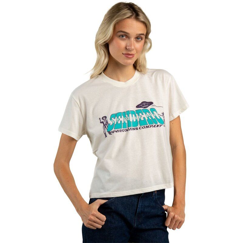 センデロプロビジョンズ レディース トップス Tシャツ Sendero Provisions Co Cowboy Lift Off Boxy TShirt Womens Vintage White ホ 10,124円
