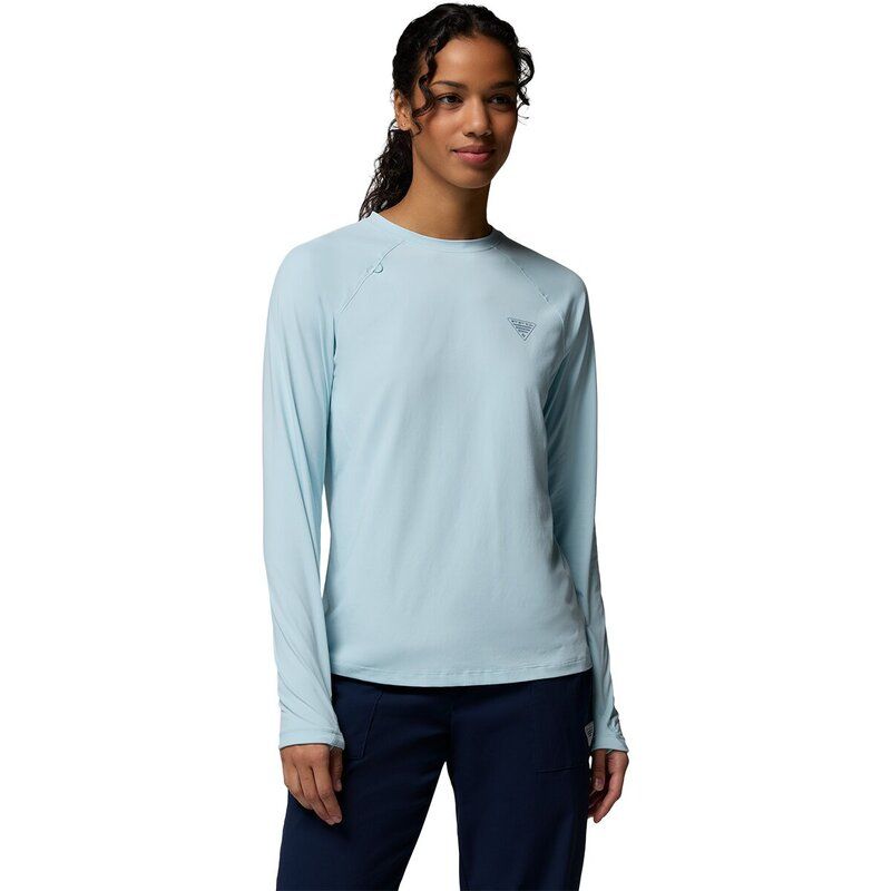 コロンビア レディース トップス Tシャツ 長袖 Columbia Wild Cast Sun LongSleeve Shirt Womens Marine Light