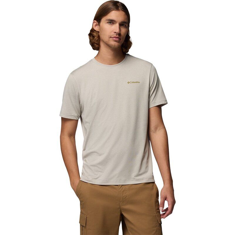 コロンビア メンズ トップス Tシャツ グラフィック Columbia Parsons Point Back Graphic TShirt Mens Dark Stone HeatherLinear