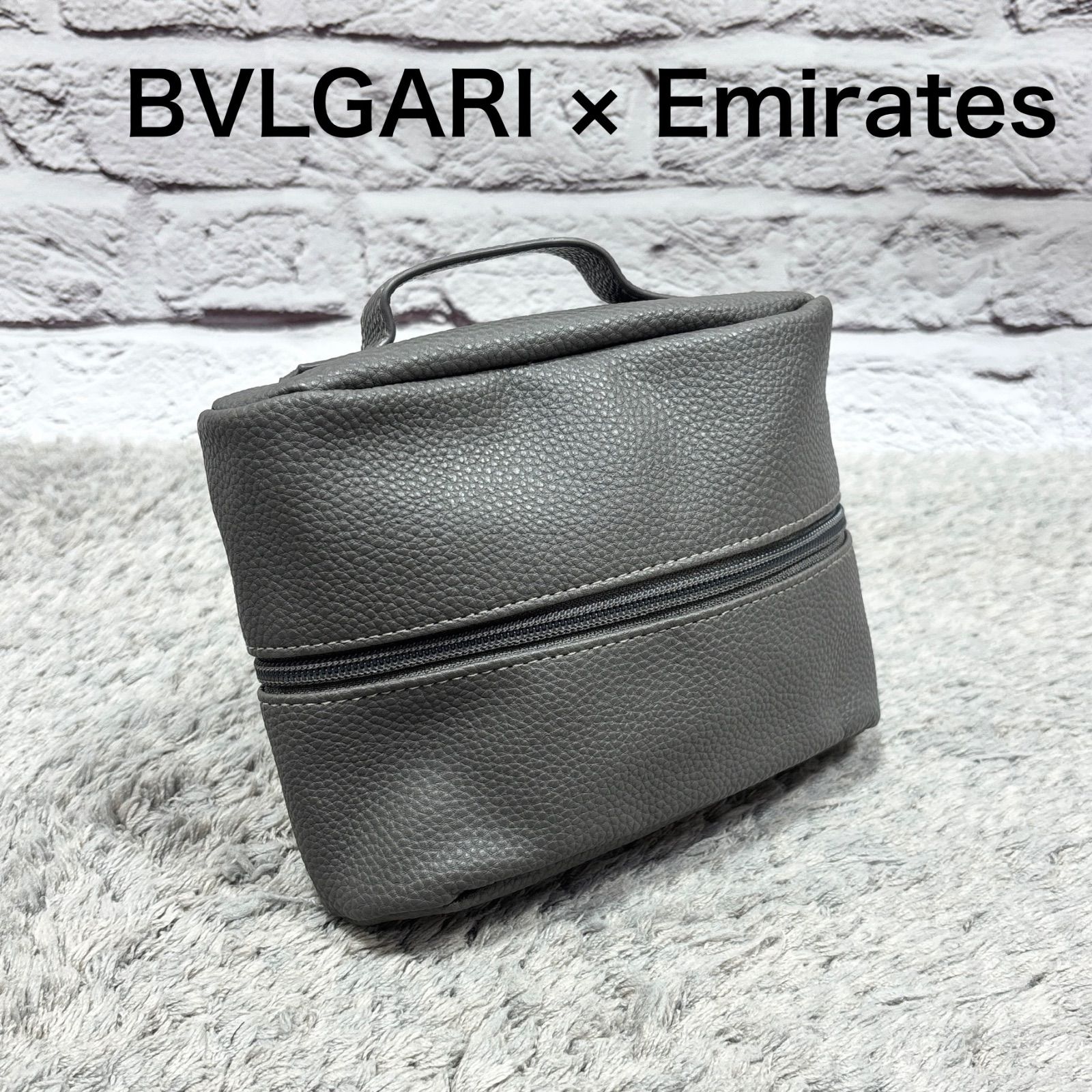 BVLGARI × Emirates ポーチ 小物入れ シボレザー グレー ハンドル付き