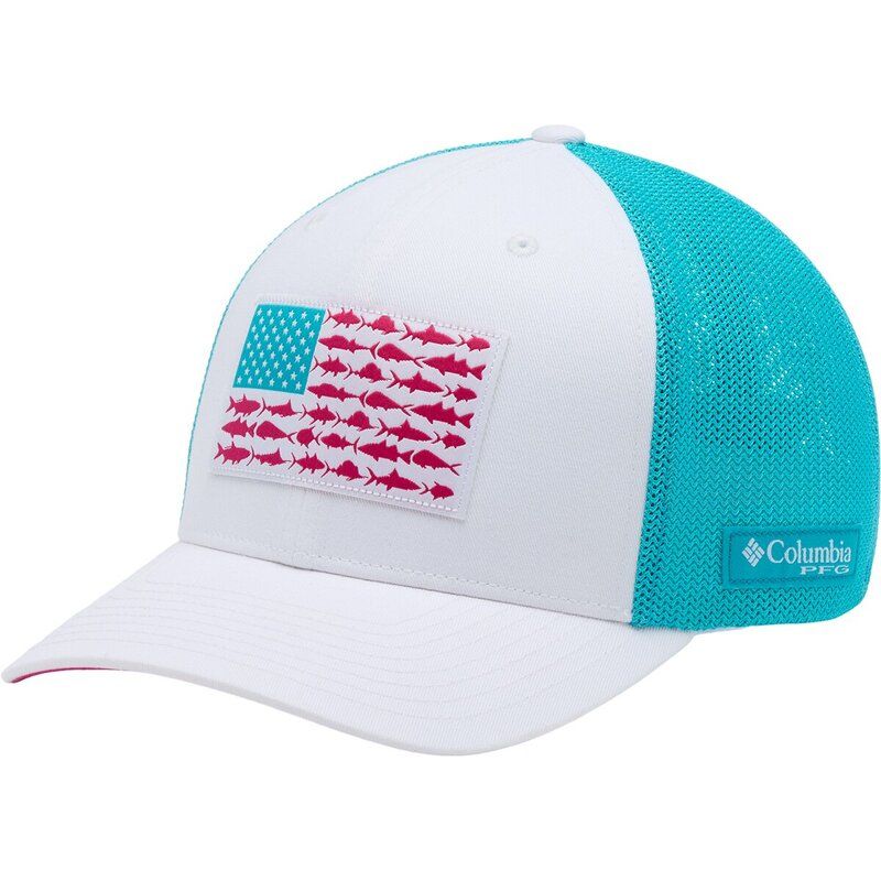 コロンビア メンズ アクセサリー 帽子 メッシュ Columbia PFG Mesh Fish Flag Trucker Hat WhiteGuava PinkFish Flag ホワイト