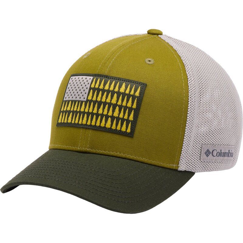コロンビア メンズ アクセサリー 帽子 メッシュ Columbia Mesh Tree Flag Trucker Hat Mossy Green グリーン