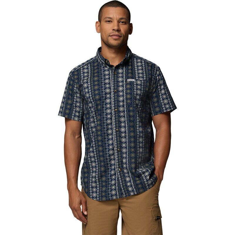 コロンビア メンズ トップス シャツ プリント 半袖 Columbia Rapid Rivers Printed ShortSleeve Shirt Mens Collegiate NavyWildf