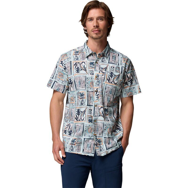コロンビア メンズ トップス シャツ 半袖 Columbia Trollers Best II ShortSleeve Shirt Mens Collegiate Navy Resortime ネイビ