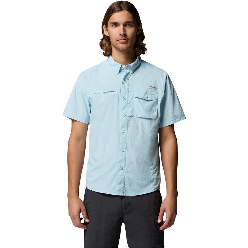 コロンビア メンズ トップス シャツ 半袖 Columbia Wild Cast ShortSleeve Shirt Mens Marine Light